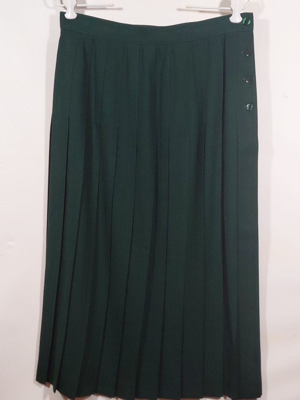 Talbots Wool Dark Green Pleated Midi/Maxi Skirt Size 12 Minimalist